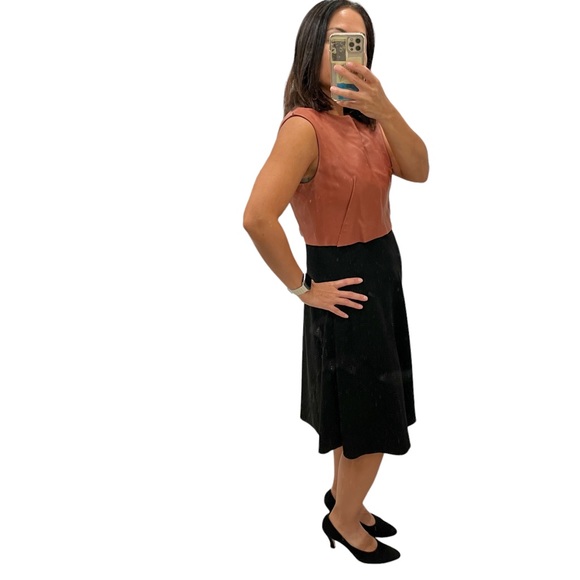Vegan Leather Vest Dress, Midi Length with Pockets - Picture 11 of 11